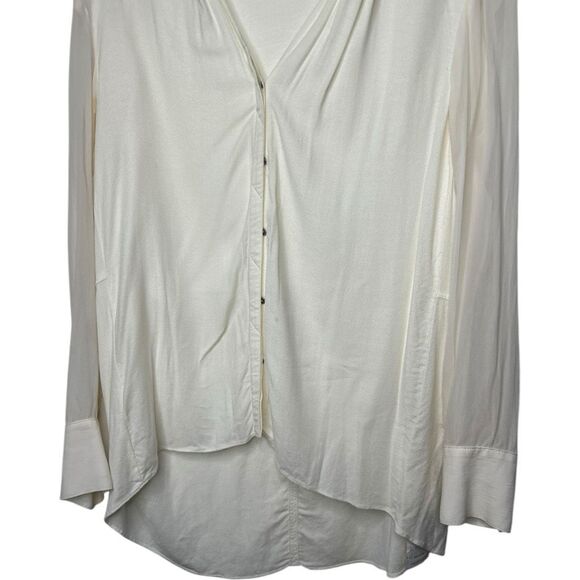 Helmut Lang White Silk Asymmetrical Tunic Blouse Size L Designer Minimalist - Picture 3 of 9